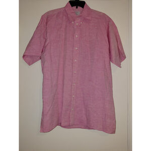 Red/Pink H. Stockton Button Up Shirt Short Sleeve Large Men's Size L Cotton EUC